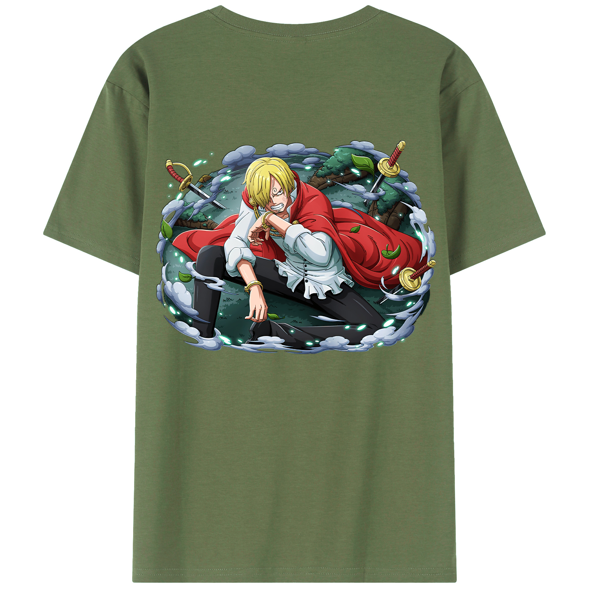 （画像用） ワンピース サンジ ONE PIECE Sanji 綿100％ メンズ半袖Tシャツ（バックプリント） 通気性